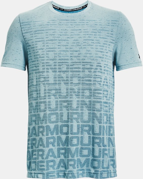 Men's UA Seamless Wordmark Short Sleeve, Blue, pdpMainDesktop image number 4